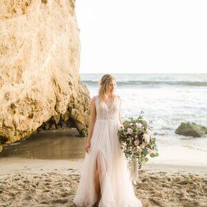 Bhldn/Anthropologie "Written in the Stars" A-Line Wedding Dress, Blush, Size 14